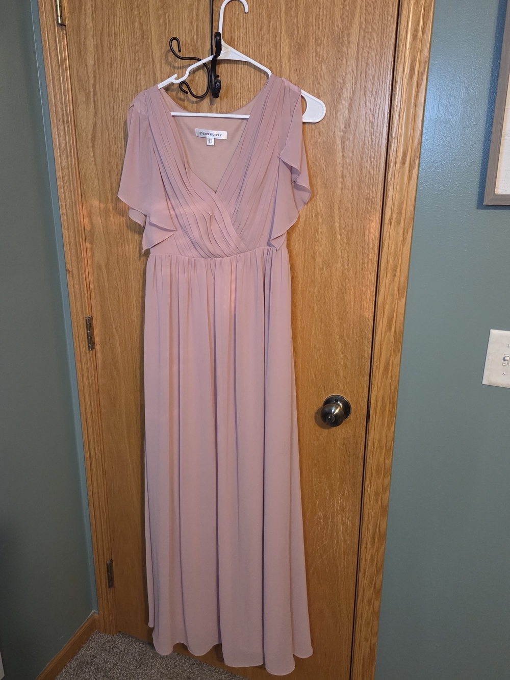 Ever Pretty Dusty Rose V-Neck Flutter Sleeve Maxi Dress